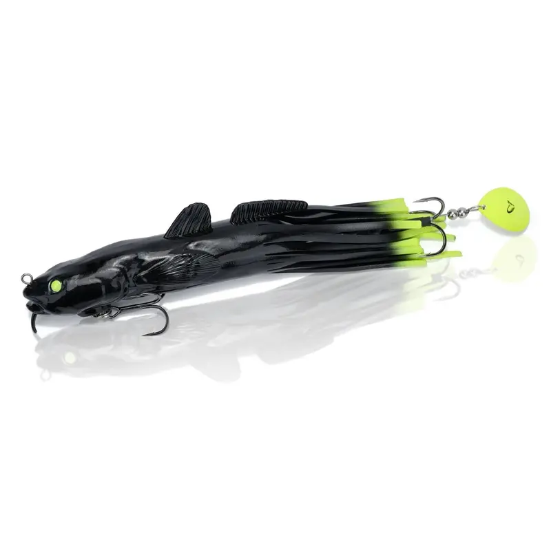 10-Inch 3D Burbot Tube Lure – Black Chartreuse