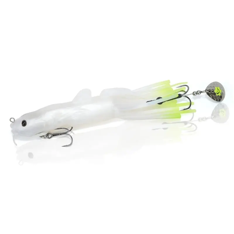 10-Inch 3D Burbot Tube Lure – White Chartreuse