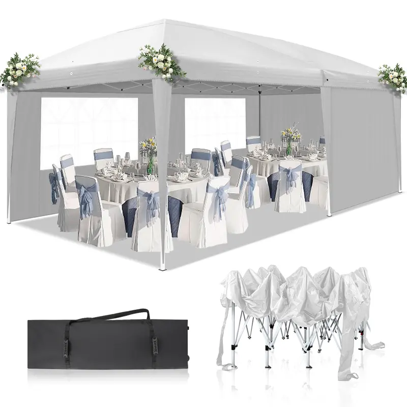 10′ x 20′ Pop-Up Canopy Tent – Weather-Resistant Outdoor Gazebo with Removable Sidewalls & Windows