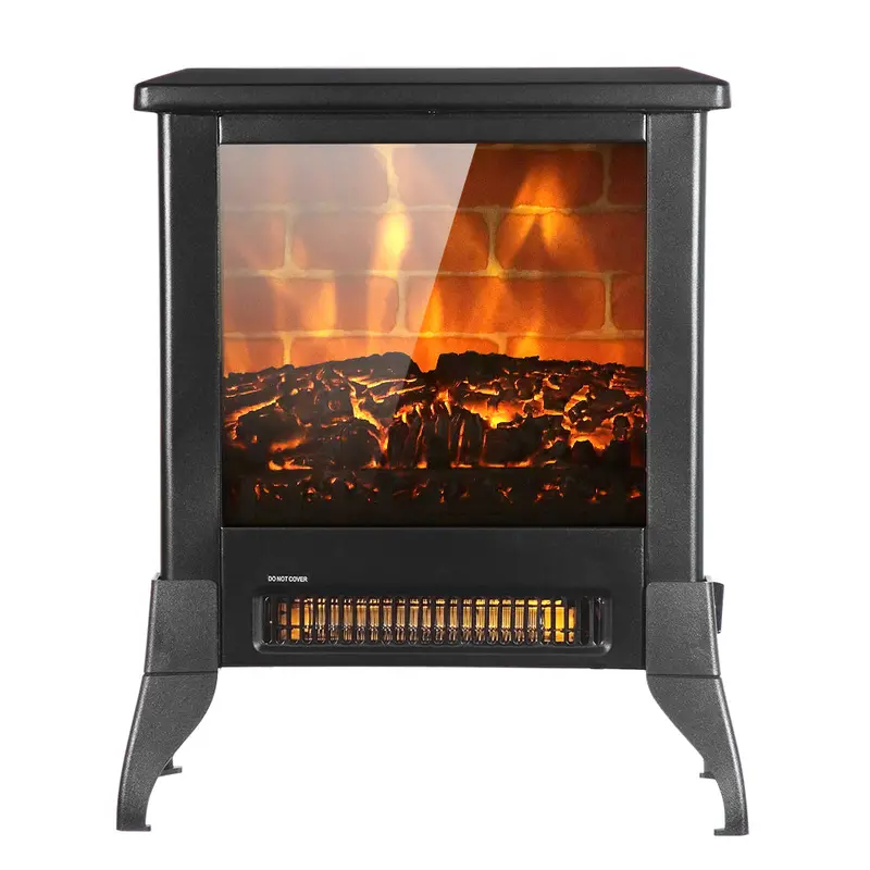 14-Inch Freestanding Electric Fireplace Heater – 1400W Living Room or Bedroom Stove (Black)