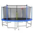 15-Foot Outdoor Trampoline with Basketball Hoop, Safety Enclosure, Balance Bars & Heavy-Duty Mat for Kids and Adults