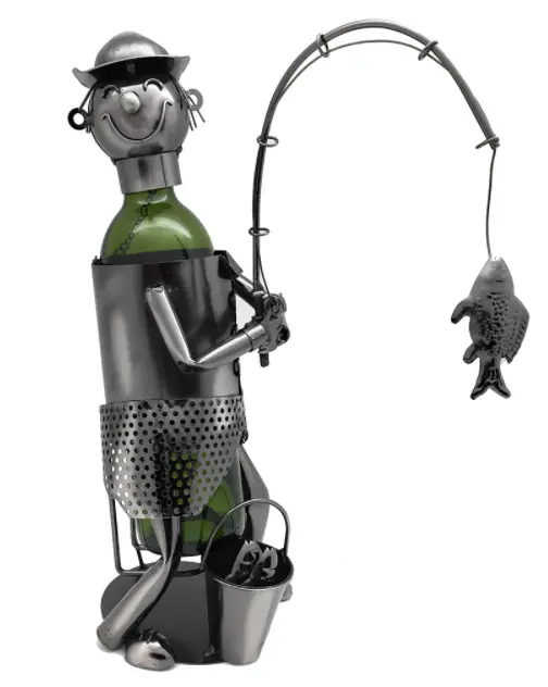 16-Inch Fisherman-Themed Wine Bottle Stand
