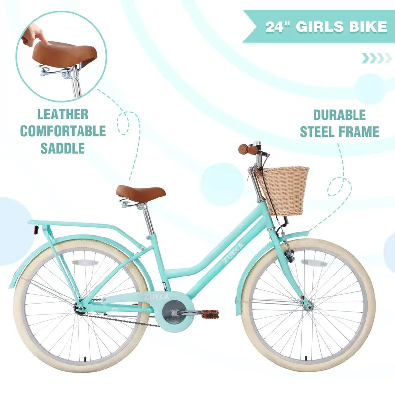 24-Inch Girls’ Bike – Durable Steel Frame Youth Bicycle in Multiple Colors for Ages 10+