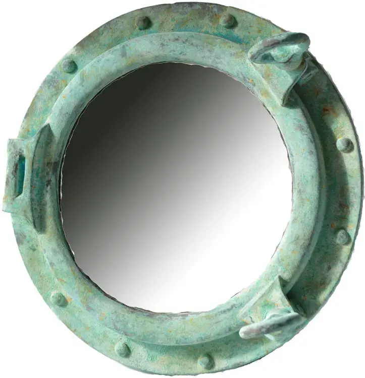 24-Inch Round Silver Leaf Porthole Mirror
