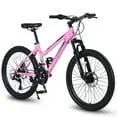 24-Inch Youth/Adult Mountain Bike – Shimano 21-Speed, Dual Hand Brakes, Stylish Pink Finish