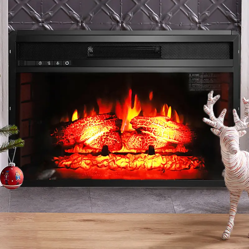 26-Inch Recessed Electric Fireplace – 1500W Wall-Mount Heater with Remote & Auto Shut-Off (Black)