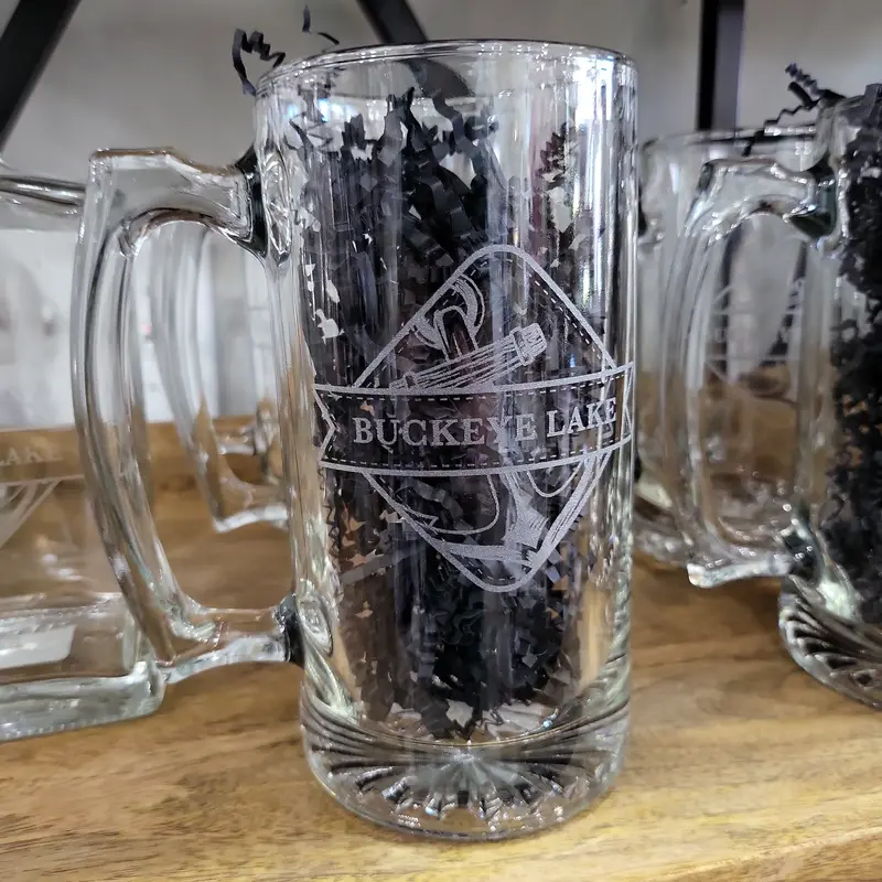 26 oz Nautical-Themed Glass Mug Featuring Buckeye Lake Anchor Design