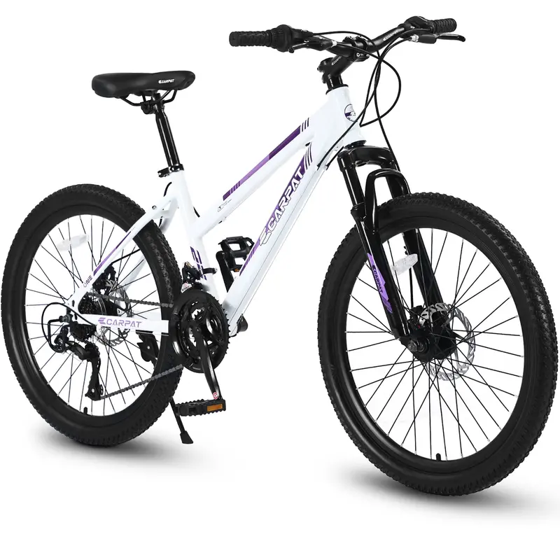 26″ Women’s Mountain Bike – Lightweight Adult/Youth MTB Featuring Shimano 21-Speed Grip Shifters, Dual Hand Brakes, and Sleek White Frame – Comfort-Oriented Geometry