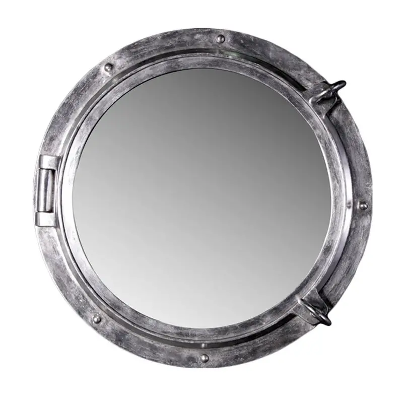 30-Inch Round Silver Leaf Porthole Mirror