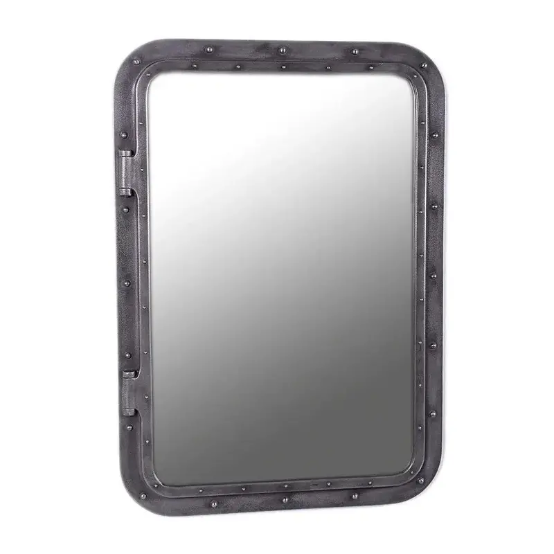 34×24-Inch Rectangular Iron Porthole Mirror