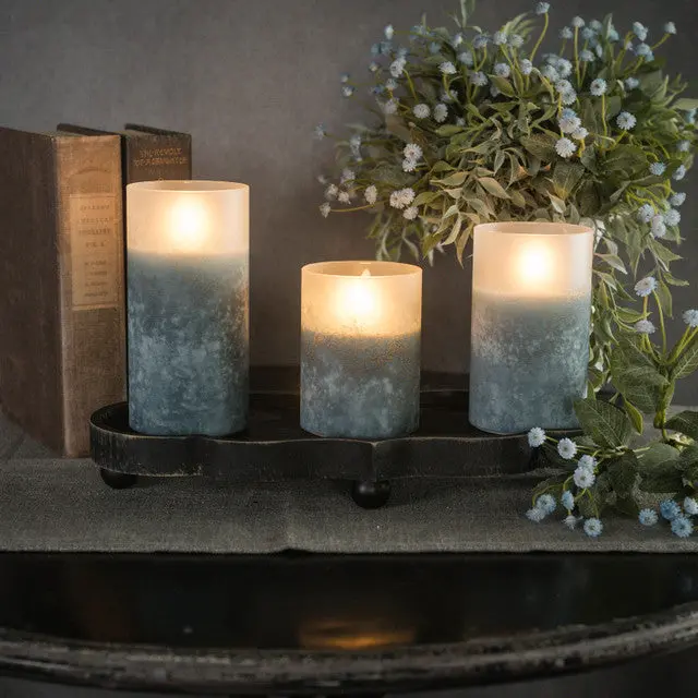 3D Blue Frosted Glass Flame Candle