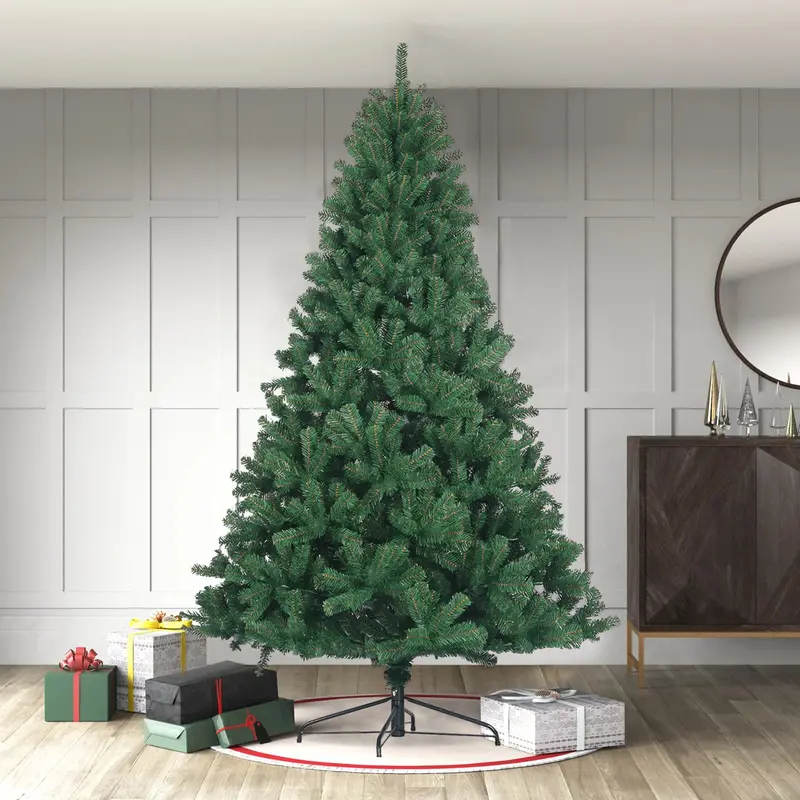 7.5-Foot Pre-Lit Artificial Christmas Tree – 1400 Tips, Foldable Metal Stand, Realistic Green Pine Design
