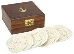 Anchor-Shaped Gift Box with Four Crisp White Coasters