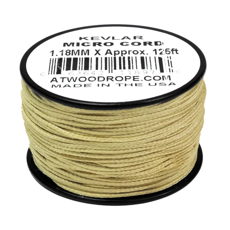Atwood Kevlar Micro Cord – 1.18mm × 125ft High-Strength Yellow Paracord Alternative