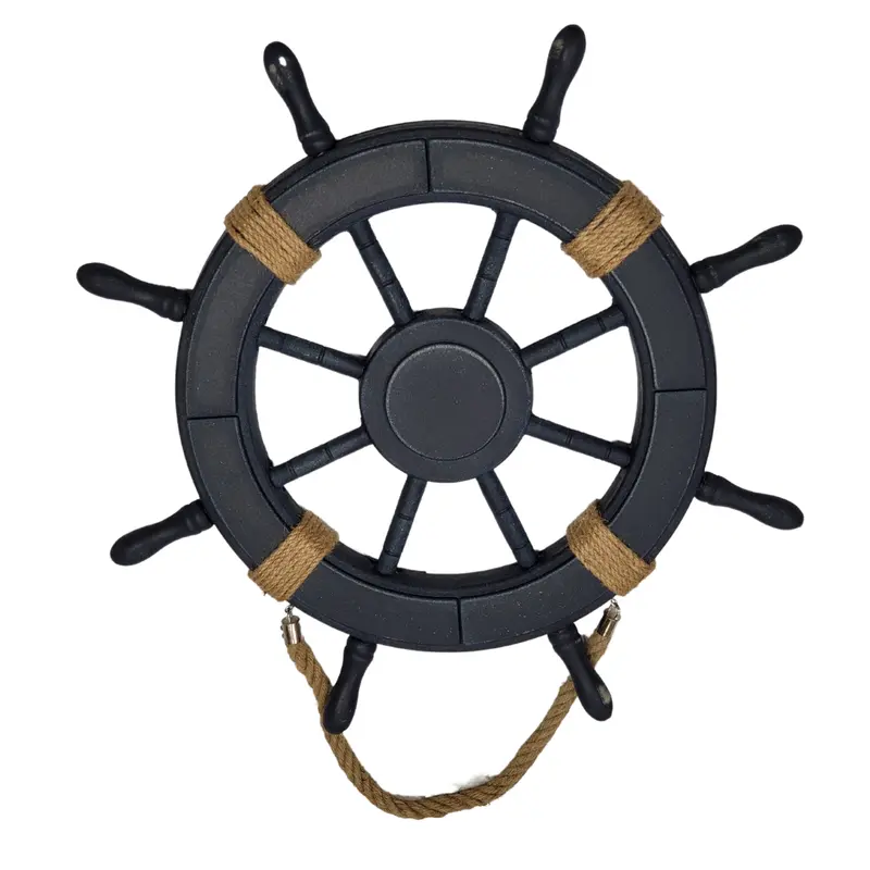 Authentic-Look Ship’s Wheel with Braided Rope Accents
