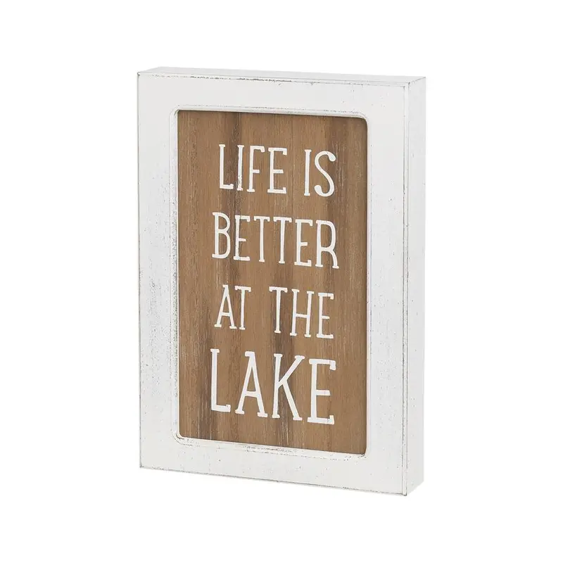 ‘Better at the Lake’ Layered Wood Sign – Humorous Cottage Décor