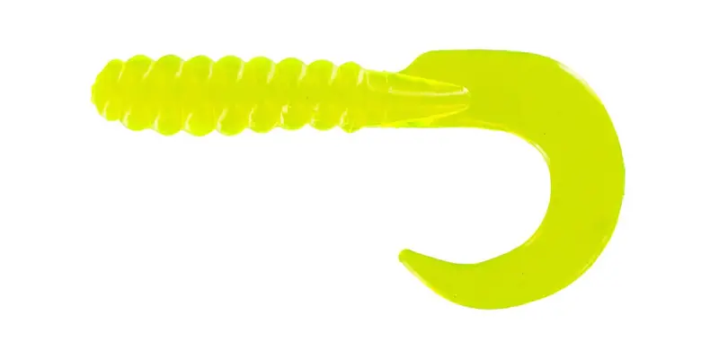 Big Bite 2-Inch Curl-Tail Grub Lure – Chartreuse, 10-Pack
