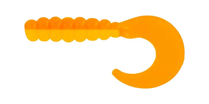 Big Bite 2-Inch Fat Grub – Orange/Yellow Baitfish Mimic, 10-Pack