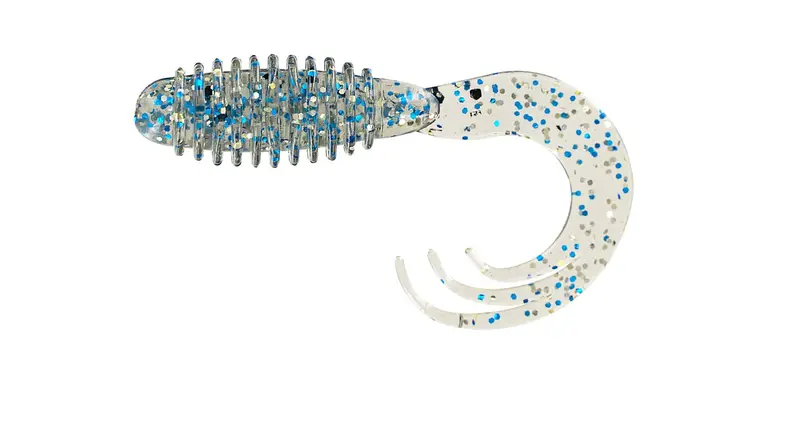 Big Bite 2-Inch Ring Triple Grub – Blue Glitter, 10-Pack