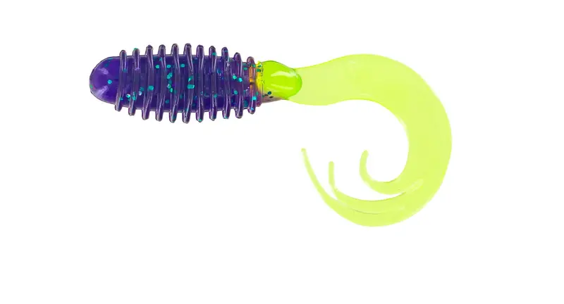 Big Bite 2-Inch Ring Triple Grub – June Bug Chartreuse, 10-Pack