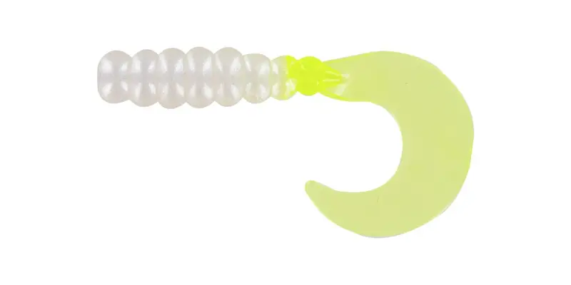 Big Bite Fat Grub – Pearl/Chartreuse, 2-Inch, 10-Pack