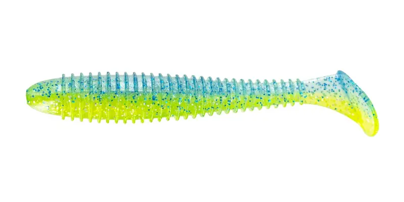 Big Bite Pro Swimmer – 3.8-Inch Electric Blue Chartreuse, 6-Pack