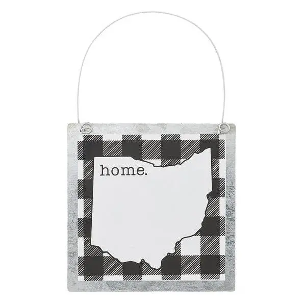 Black-and-White Ohio Tin Ornament