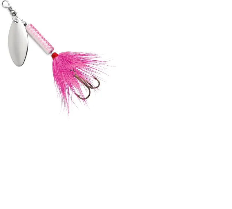Blue Fox Whip Tail Spinnerbait – 1/4 oz, Size 2, Pink and White Blend