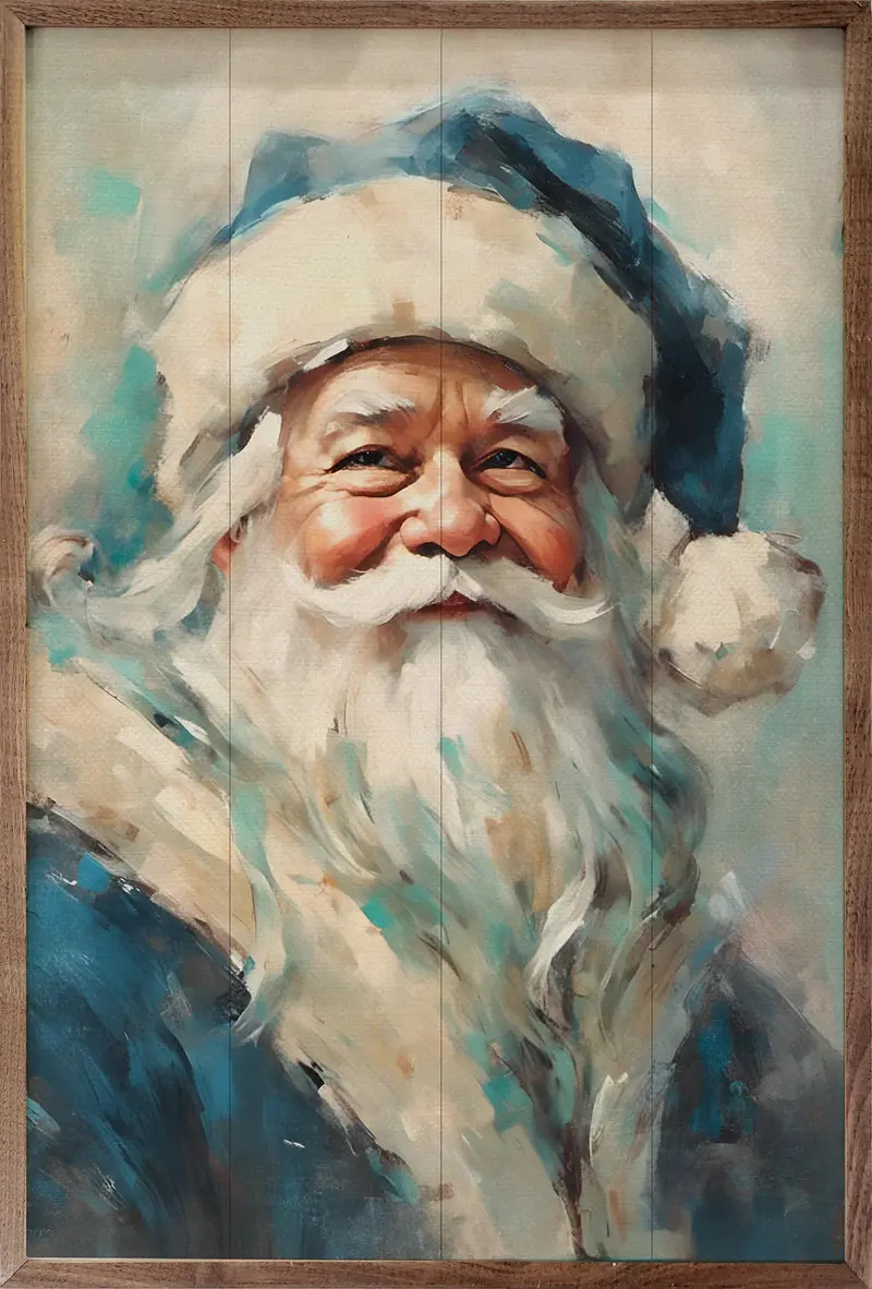 Blue Santa Portrait Holiday Art Print