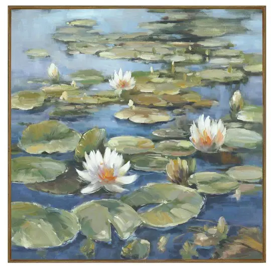Blue Water Lilies Botanical Art Print