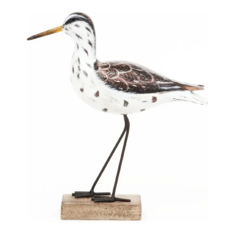 Blue Wooden Sandpiper Figurine with Display Base