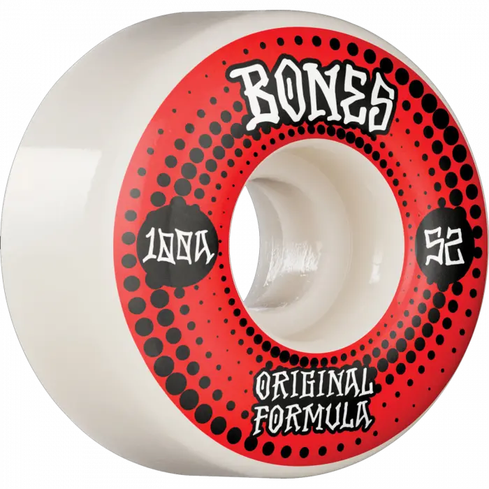 Bones 100s OG V4 Skate Wheels – 52mm, 100A, Crisp White