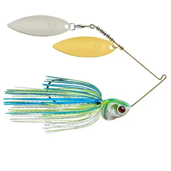 Booyah Covert JC Special Spinnerbait – 1 oz White/Chartreuse/Blue Willow Leaf