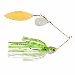 Booyah Covert Tandem Willow Spinnerbait – 1 oz, Chartreuse/White