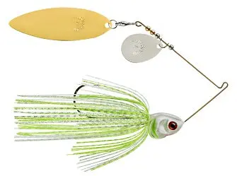 Booyah Covert Tandem Willow Spinnerbait – 3/4 oz, White/Chartreuse