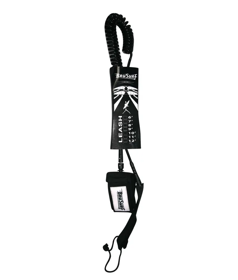 BruSurf 10-Foot Coiled SUP Leash – Heavy-Duty Ankle Attachment for Stability