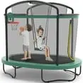 BTMWAY 4’x6′ Indoor/Outdoor Toddler Trampoline – Compact Mini Tramp with 771 lb Load Capacity, 4 Play Accessories & Adjustable Gymnastics Bar