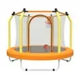 BTMWAY 55-Inch Kids Trampoline with Safety Enclosure & Basketball Hoop – ASTM-Certified Indoor/Outdoor Mini Trampoline for Toddlers Ages 1–8