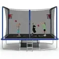BTMWAY 8’x12′ Rectangular Trampoline – Large-Scale Outdoor Tramp with Dual Basketball Hoops, 360° Safety Net, W-Leg Stability & Adult-Kid Compatibility