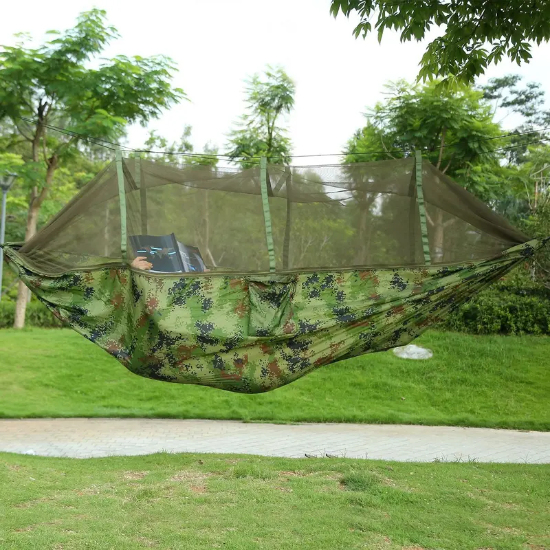 BTMWAY Double Camping Hammock – 600-LB Capacity Nylon Hanging Bed with Straps, Carry Bag & Three Color Choices – Ideal for Backyard, Hiking & Travel