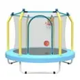 BTMWAY Safe 55″ Toddler Trampoline with Enclosed Net, Fun Basketball Hoop, and Foam-Padded Frame – Indoor or Outdoor Play for Young Children