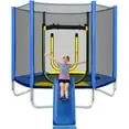 BTYMWAY 7 ft Family-Friendly Trampoline for Children – Lightweight Outdoor Tramp with Enclosure Net, Slide Accessory & Tool-Free Setup