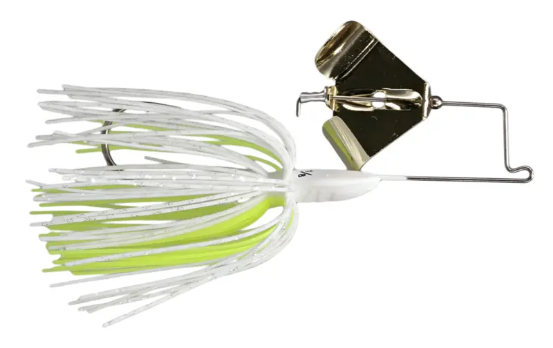 Buckeye Buzzerk Buzzbait: 3/8 oz, White Body with Chartreuse/Gold Blade