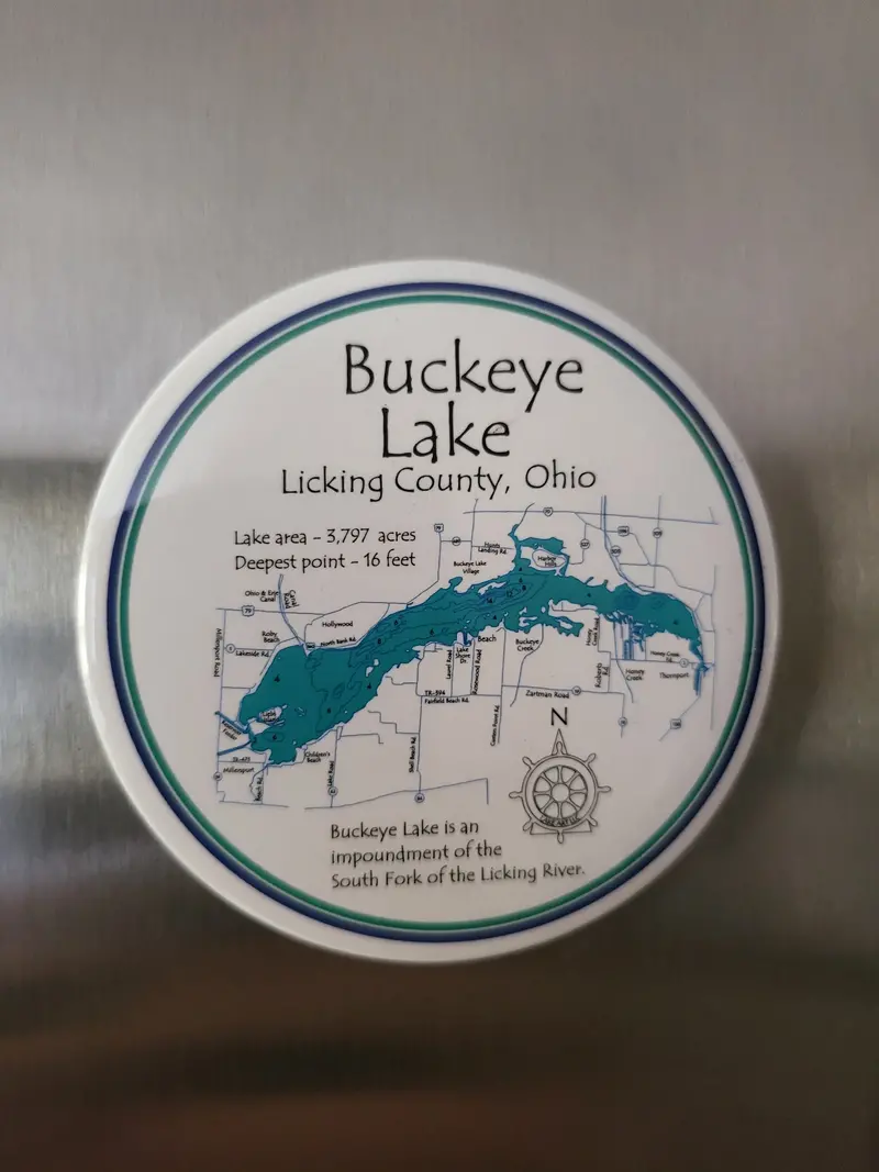 Buckeye Lake Map Round Refrigerator Magnet