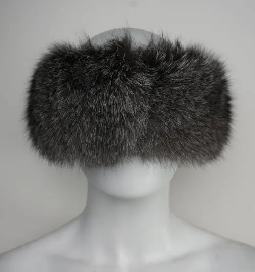 Canadian-Made Indigo Fox Fur Headband for Women