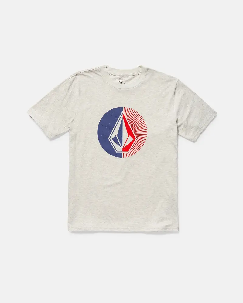 Circle Stone Split-Design Cotton T-Shirt