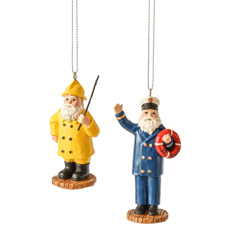Coastal Santa Collection – Handcrafted Holiday Ornaments