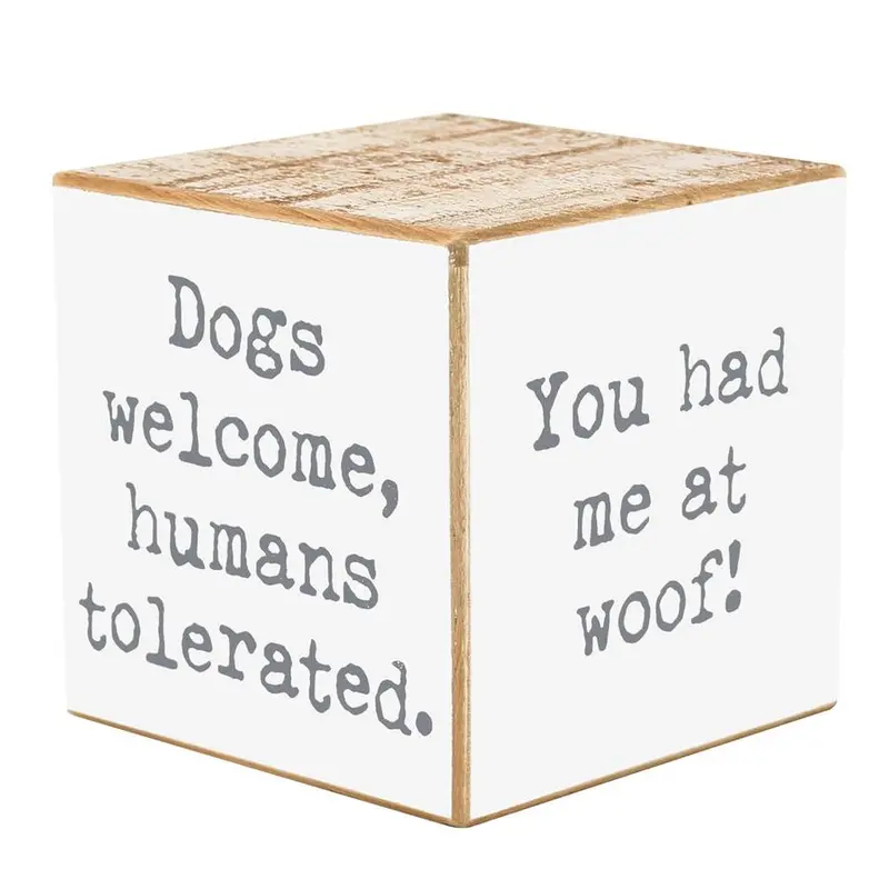 Dog Lover Cube Sign – Paw-Print Themed Desktop Accent