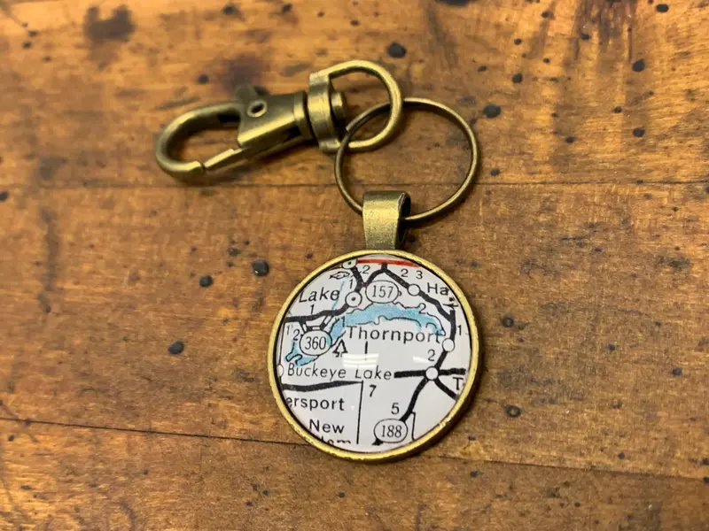 Durable Buckeye Lake Keychain with Engraved Detail