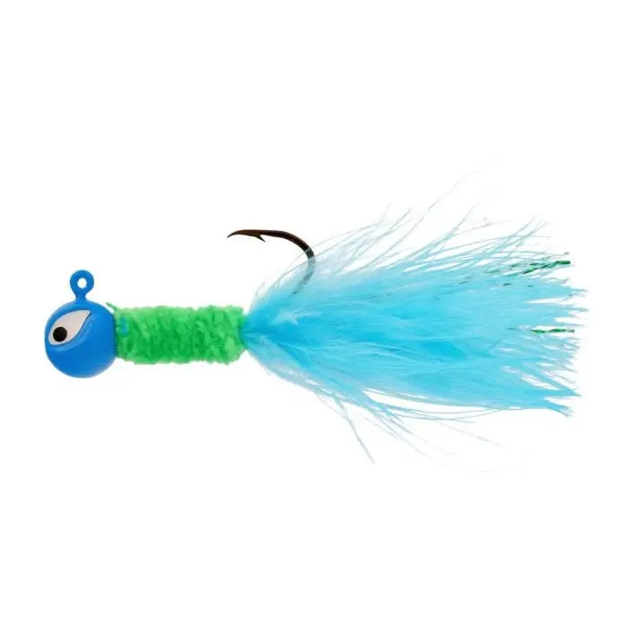 Eagle Claw Crappie Jig with Marabou – 1/16 oz, Blue/Chartreuse, 6-Pack